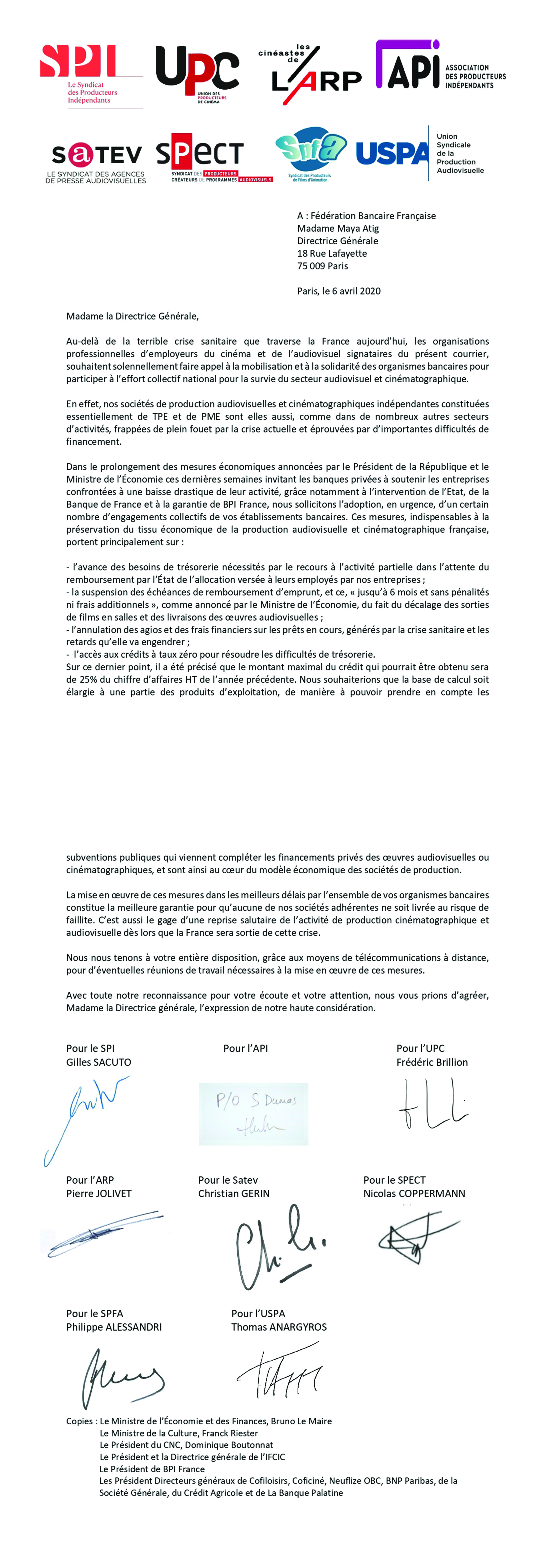 Courrier intersyndical à la Fédération Française des banques Courrier intersyndical à la Fédération Française des banques